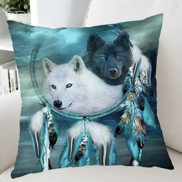 New 1pc Bohemia Wolf Print Cushion Cover - Dream Catcher, pillowcase, T1MIS - Picture 1 of 1